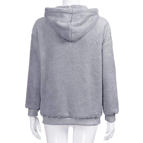 Mujer Caliente y Esponjoso Tops Chaqueta Suéter Abrigo Jersey Mujer Otoño-Invierno Talla Grande Hoodie Sudadera con Capucha riou