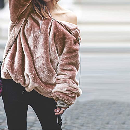 Mujer Caliente y Esponjoso Tops Chaqueta Suéter Abrigo Jersey Mujer Otoño-Invierno Talla Grande Hoodie Sudadera con Capucha riou (Rosa, S) Mujer Caliente y Esponjoso Tops Chaqueta Suéter Abrigo Jersey Mujer Otoño-Invierno Talla Grande Hoodie Sudadera con Capucha riou (Rosa, S)