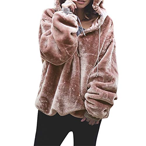 Mujer Caliente y Esponjoso Tops Chaqueta Suéter Abrigo Jersey Mujer Otoño-Invierno Talla Grande Hoodie Sudadera con Capucha riou (Rosa, S) Mujer Caliente y Esponjoso Tops Chaqueta Suéter Abrigo Jersey Mujer Otoño-Invierno Talla Grande Hoodie Sudadera con Capucha riou (Rosa, S)