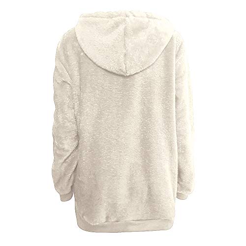 Mujer Caliente y Esponjoso Tops Chaqueta Suéter Abrigo Jersey Mujer Otoño-Invierno Talla Grande Hoodie Sudadera con Capucha riou (White, XL) Mujer Caliente y Esponjoso Tops Chaqueta Suéter Abrigo Jersey Mujer Otoño-Invierno Talla Grande Hoodie Sudadera con Capucha riou (White, XL)