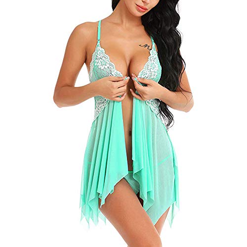 Mujer Camisón Conjunto de Lencería Halter Abierto Posterior Encaje Tul Babydoll Tanga de Encaje con Cuello en v camisón Sexy Tanga de Encaje de Corte bajo riou Mujer Camisón Conjunto de Lencería Halter Abierto Posterior Encaje Tul Babydoll Tanga de Encaje con Cuello en v camisón Sexy Tanga de Encaje de Corte bajo riou