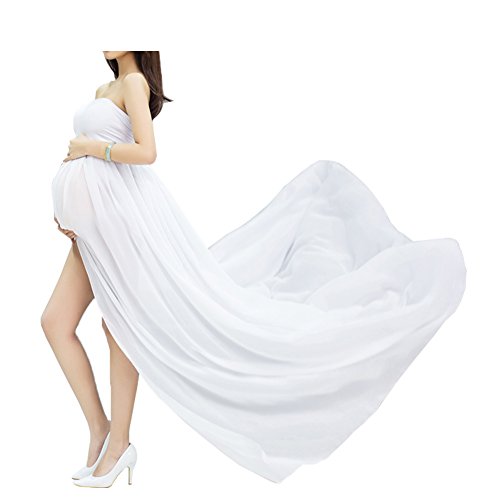 Mujer Embarazada Gasa Larga Vestido de maternidad Split Vista delantera foto Shoot Dress Faldas fotográficas de maternidad (Blanco) Mujer Embarazada Gasa Larga Vestido de maternidad Split Vista delantera foto Shoot Dress Faldas fotográficas de maternidad (Blanco)