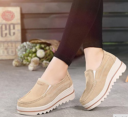 Mujer Mocasines Plataforma Casual Loafers Primavera Verano Zapatos de Cuña 5cm Negro Azul Caqui 35-42 Caqui 38 Mujer Mocasines Plataforma Casual Loafers Primavera Verano Zapatos de Cuña 5cm Negro Azul Caqui 35-42 Caqui 38