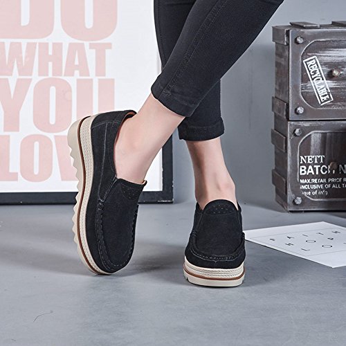 Mujer Mocasines Plataforma Casual Loafers Primavera Verano Zapatos de Cuña 5cm Negro Azul Caqui 35-42 Negro 40 Mujer Mocasines Plataforma Casual Loafers Primavera Verano Zapatos de Cuña 5cm Negro Azul Caqui 35-42 Negro 40