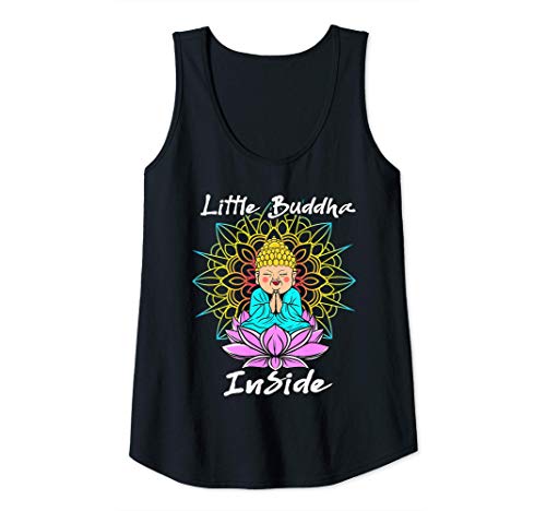 Mujer Pequeño Buda Dentro Embarazo Bebé Meditación Mandala Regalo Camiseta sin Mangas