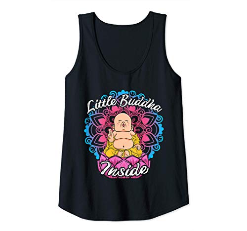 Mujer Pequeño Buda Dentro Embarazo Bebé Meditación Mandala Regalo Camiseta sin Mangas