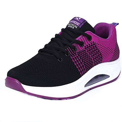 Mujer Zapatillas de Deporte Malla Air Cuña Cómodos Sneakers Mujer Casual Running Senderismo Ligero Mesh Zapatillas Gris Negro 35-41