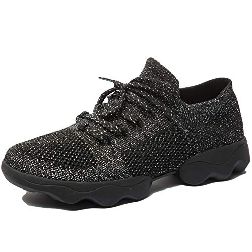 Mujer Zapatos de Baile Zapatillas de Baile Modernos Zapatos Deportivos Gym Cómodas y Transpirables Negro 36