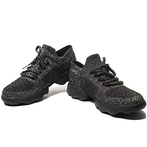 Mujer Zapatos de Baile Zapatillas de Baile Modernos Zapatos Deportivos Gym Cómodas y Transpirables Negro 36