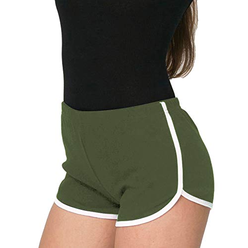 Mujeres Deportes Gimnasio Ejercicio Cintura Flaca Yoga Pantalón Corto Pantalones Retro Cortos Verano Shorts Casuales (EU S=Tag L (Cintura 58-62cm), 4 Piezas (Negro + Azul+ Vino Rojo + Verde))
