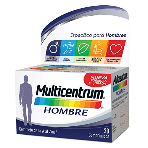 Multicentrum Hombre, Complemento Alimenticio con 13 Vitaminas y 11 Minerales, para Hombres a partir de los 18 años - 30 Comprimidos
