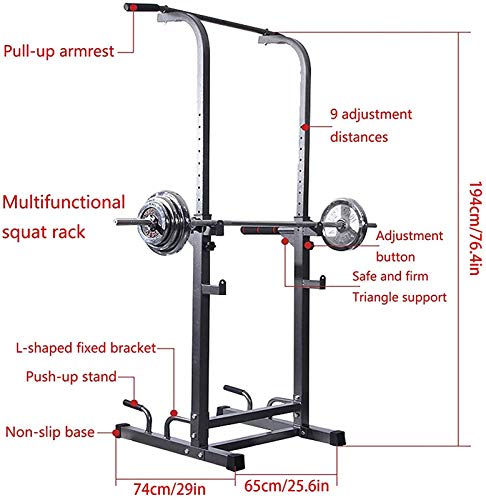 Multifuncional Hogar Estante de Barra,Estante para Sentadillas,Soporte Banco Press Fitness Rack,Entrenamiento de Fuerza,Carga Máx 250Kg