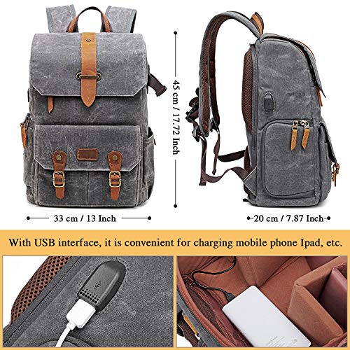 Multifuncional Mochila Camping para Cámara,Antirrobo Mochila Viaje de DSLR/Réflex Impermeable,Mochila Casual Fotográfica Vintage para Laptop/Accesorio/Digital,Compatible con Canon Nikon Sony Multifuncional Mochila Camping para Cámara,Antirrobo Mochila Viaje de DSLR/Réflex Impermeable,Mochila Casual Fotográfica Vintage para Laptop/Accesorio/Digital,Compatible con Canon Nikon Sony