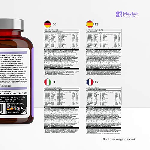 Multivitaminas completas | Multivitaminas, Zinc, Hierro y Magnesio | 90 Cápsulas | Suministro para 3 Meses | Fabricado en el Reino Unido por Iron Ore Health