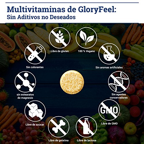 Multivitaminas y Minerales - 450 Comprimidos Veganos (Suministro para 1+ año) - Todas las Vitaminas A,B,C,D3,E, Calcio, Zinc, Selenio – Multivitamínicos Activos Esenciales para Hombres y Mujeres