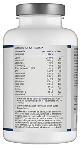 Multivitaminas y Minerales - 450 Comprimidos Veganos (Suministro para 1+ año) - Todas las Vitaminas A,B,C,D3,E, Calcio, Zinc, Selenio – Multivitamínicos Activos Esenciales para Hombres y Mujeres