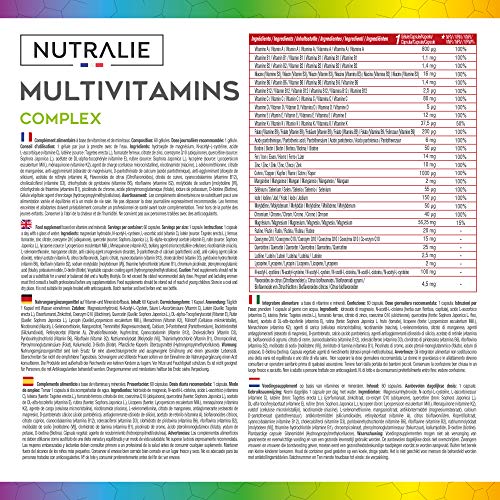 Multivitaminas y Minerales + Coenzima Q10 | Complejo Multivitaminico Vegano 29 Nutrientes con Vitaminas A, B, C, D, E, K, Biotina, L-cisteína, Coenzima Q10 y 9 Minerales | 60 Cápsulas Veganas Nutralie