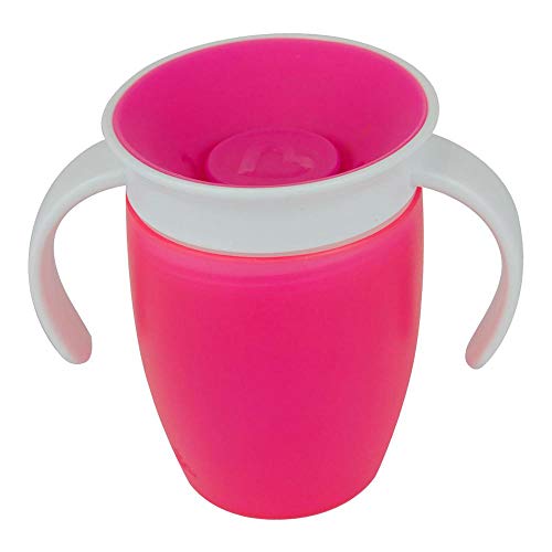 Munchkin Miracle 360°- Vaso de Entrenamiento Antiderrames con Asas, rosa, 207 ml