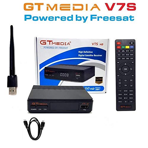 MUNDDY - GT Media V7S HD DVB-S2 Digital Receptor de TV por Satélite Decodificador Freesat V7 HD Mejora con USB WiFi Antena FTA 1080P Full HD Soporte PVR, Cccam, Newcam, Youtube..ENVIO 24H DESDE MADRID