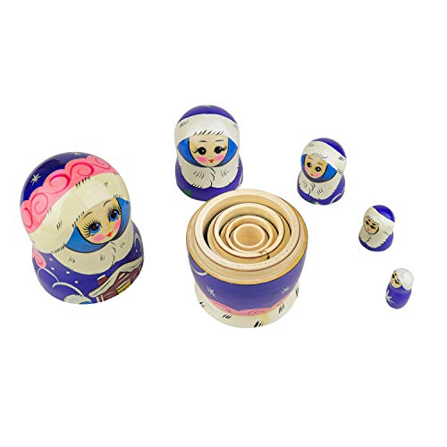 Muñecas Rusas, 5 Matrioskas de Estilo Chica de la Nieve | Muñeca Babushka de Madera, Diseño de Chica con Abrigo de Piel Azul, Hecha a Mano en Rusia | Chica de la Nieve, 5 Piezas, 16 cm Muñecas Rusas, 5 Matrioskas de Estilo Chica de la Nieve | Muñeca Babushka de Madera, Diseño de Chica con Abrigo de Piel Azul, Hecha a Mano en Rusia | Chica de la Nieve, 5 Piezas, 16 cm