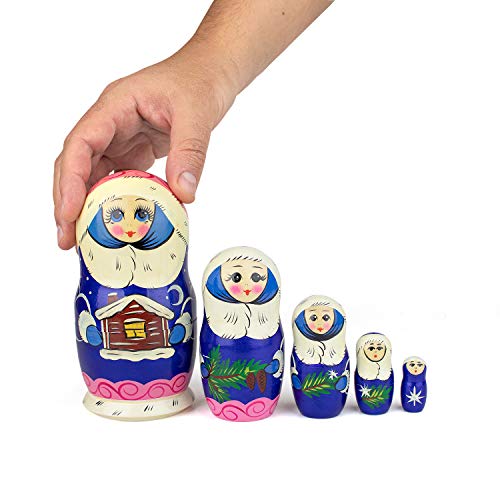 Muñecas Rusas, 5 Matrioskas de Estilo Chica de la Nieve | Muñeca Babushka de Madera, Diseño de Chica con Abrigo de Piel Azul, Hecha a Mano en Rusia | Chica de la Nieve, 5 Piezas, 16 cm Muñecas Rusas, 5 Matrioskas de Estilo Chica de la Nieve | Muñeca Babushka de Madera, Diseño de Chica con Abrigo de Piel Azul, Hecha a Mano en Rusia | Chica de la Nieve, 5 Piezas, 16 cm