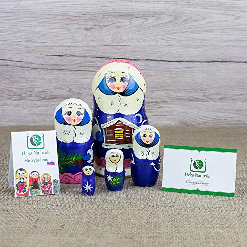 Muñecas Rusas, 5 Matrioskas de Estilo Chica de la Nieve | Muñeca Babushka de Madera, Diseño de Chica con Abrigo de Piel Azul, Hecha a Mano en Rusia | Chica de la Nieve, 5 Piezas, 16 cm Muñecas Rusas, 5 Matrioskas de Estilo Chica de la Nieve | Muñeca Babushka de Madera, Diseño de Chica con Abrigo de Piel Azul, Hecha a Mano en Rusia | Chica de la Nieve, 5 Piezas, 16 cm