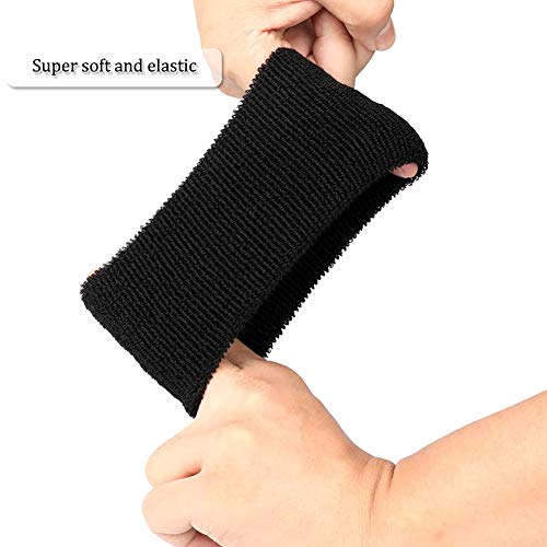 Muñequeras Deportivas 12pcs Sweatband 4 Pulgadas Suave Muñequera Sudor Pulsera Elásticas Muñequera Toalla Negro para Fútbol Baloncesto Running Deportes Atléticos (Negro)