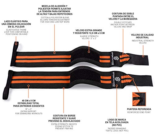 Muñequeras Deportivas Profesionales (UN PAR) Hombre y Mujer 45cm, Resistentes, Ideales para Gimnasio, Crossfit, Levantamiento de Pesas, Calistenia, Fitness, Musculación, Powerlifting Wrist Wraps Muñequeras Deportivas Profesionales (UN PAR) Hombre y Mujer 45cm, Resistentes, Ideales para Gimnasio, Crossfit, Levantamiento de Pesas, Calistenia, Fitness, Musculación, Powerlifting Wrist Wraps