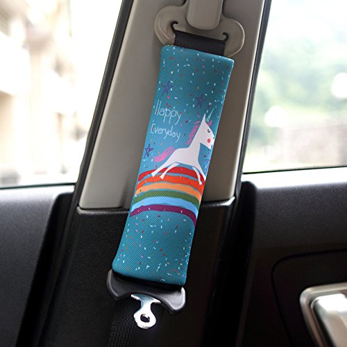 MUROAD 2 Piezas Almohadillas protectoras para cinturón de seguridad,Estilo de dibujos animados de Cinturón acolchado para adultos y niños,Unicornio MUROAD 2 Piezas Almohadillas protectoras para cinturón de seguridad,Estilo de dibujos animados de Cinturón acolchado para adultos y niños,Unicornio