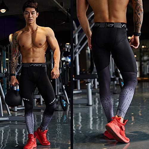 Muscle Alive Hombres Gimnasio Culturismo Compresión Leggins Medias Rutina de Ejercicio Aptitud Pantalones Capa Base Fresco y seco