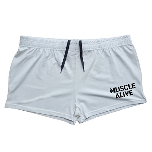 Muscle Alive Hombres Gimnasio Culturismo Rutina de Ejercicio Men Pantalones Cortos Algodón