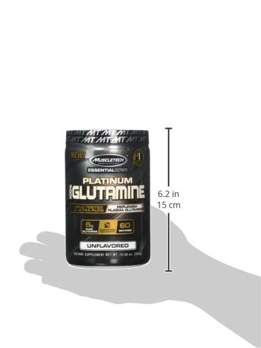 Muscletech Platinum 100 % Glutamine 60 Serv - Suplemento de glutamina, 302 gr