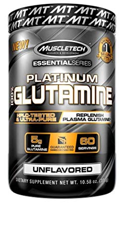 Muscletech Platinum 100 % Glutamine 60 Serv - Suplemento de glutamina, 302 gr