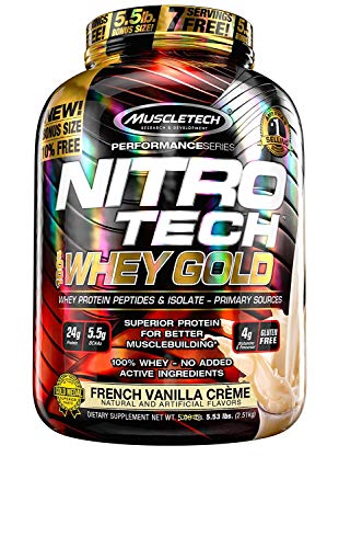 Muscletech Suplemento Dietético Proetina en Polvo "Nitro Tech 100%", sabor Crema De Vainilla Francesa - 2,51 kg