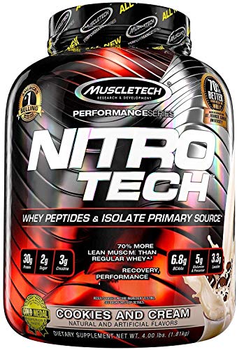 Muscletech Suplemento para Deportistas Nitro Tech Performance Series, Sabor de Cookies & Cream - 1800 gr Muscletech Suplemento para Deportistas Nitro Tech Performance Series, Sabor de Cookies & Cream - 1800 gr