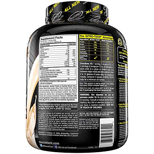 Muscletech Suplemento para Deportistas Nitro Tech Performance Series, Sabor de Vainilla - 1800 gr Muscletech Suplemento para Deportistas Nitro Tech Performance Series, Sabor de Vainilla - 1800 gr