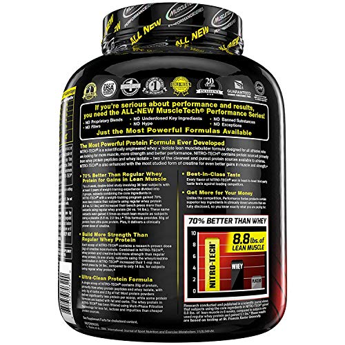 Muscletech Suplemento para Deportistas Nitro Tech Performance Series, Sabor de Vainilla - 1800 gr Muscletech Suplemento para Deportistas Nitro Tech Performance Series, Sabor de Vainilla - 1800 gr