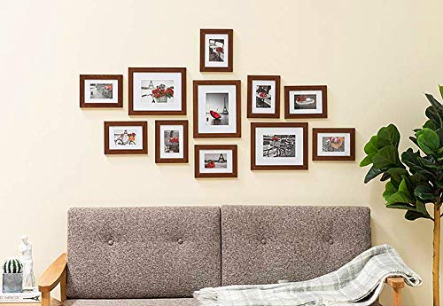 Muzilife Collage Marco de Fotos 11Pcs con Passepartout Moderno Picture Wall Nature Deco casero 8pcs 13x18cm + 3pcs 20x25cm (Marrón)