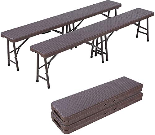 MVPower 2XBancos Plegables Multifuncionales,Bancos Plegables Rectangulares de Imitación de Ratán,Bancos Plegables Portatiles con Estructura de Acero y Asa,Soporta hasta 500 kg, Marrón, 183 x28x42.5cm MVPower 2XBancos Plegables Multifuncionales,Bancos Plegables Rectangulares de Imitación de Ratán,Bancos Plegables Portatiles con Estructura de Acero y Asa,Soporta hasta 500 kg, Marrón, 183 x28x42.5cm
