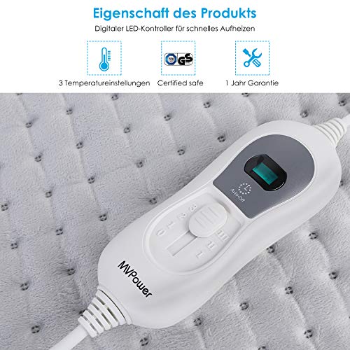 MVPower Almohadilla Electrica 60 * 30cm, Manta Eléctrica de 3 Niveles, Almohadilla Electrica Cervical Lumbar Espalda Cuello, con Función de Apagado Automático, Calentar Rapido,para Doloes del cuerpo MVPower Almohadilla Electrica 60 * 30cm, Manta Eléctrica de 3 Niveles, Almohadilla Electrica Cervical Lumbar Espalda Cuello, con Función de Apagado Automático, Calentar Rapido,para Doloes del cuerpo