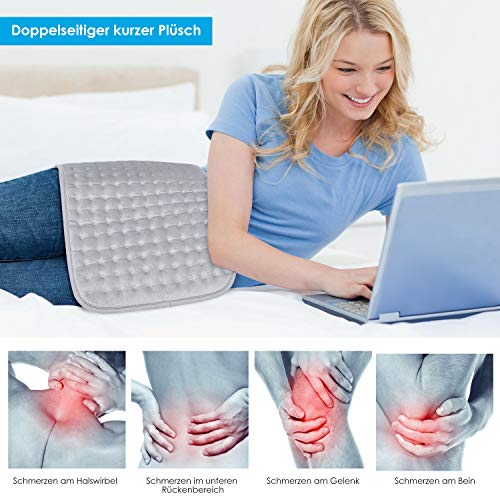 MVPower Almohadilla Electrica 60 * 30cm, Manta Eléctrica de 3 Niveles, Almohadilla Electrica Cervical Lumbar Espalda Cuello, con Función de Apagado Automático, Calentar Rapido,para Doloes del cuerpo