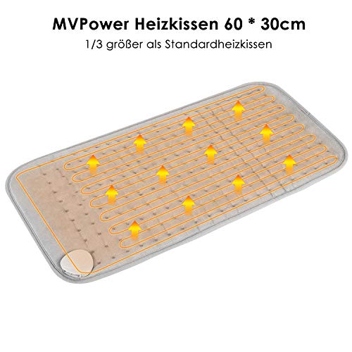 MVPower Almohadilla Electrica 60 * 30cm, Manta Eléctrica de 3 Niveles, Almohadilla Electrica Cervical Lumbar Espalda Cuello, con Función de Apagado Automático, Calentar Rapido,para Doloes del cuerpo