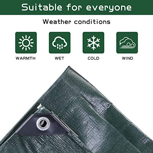 MVPower Lona Impermeable Exterior con Ojales 4x5m, Protección Solar y Resistente a la Rotura para Muebles de Jardín, Camping, Madera, Piscina, Vehículos y Barcos, 280g / m² Verde Oscuro