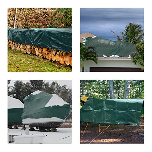 MVPower Lona Impermeable Exterior con Ojales 4x5m, Protección Solar y Resistente a la Rotura para Muebles de Jardín, Camping, Madera, Piscina, Vehículos y Barcos, 280g / m² Verde Oscuro
