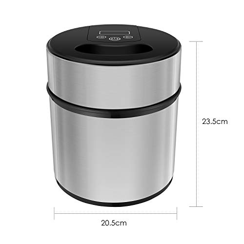 MVPOWER Máquina Hacer Helados, Heladera Redonda 2L de Acero Inoxidable, Sorbete y Yogur Congelado en 20-40 Minutos Máquina de Bajo Consumo MVPOWER Máquina Hacer Helados, Heladera Redonda 2L de Acero Inoxidable, Sorbete y Yogur Congelado en 20-40 Minutos Máquina de Bajo Consumo