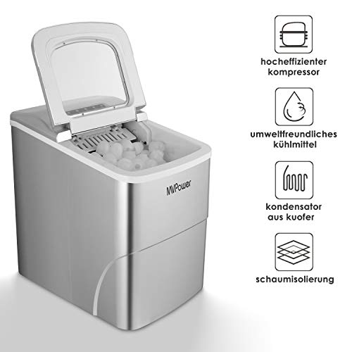 MVPower Máquina para Hacer Hielo,Silenciosa, Máquina de Hielo de 2 Medidas, Capacidad 12 kg, Ciclo de producción de 6-13 Minutos, 95 W depósito de Agua de 2 L, sin BPA o PFOA MVPower Máquina para Hacer Hielo,Silenciosa, Máquina de Hielo de 2 Medidas, Capacidad 12 kg, Ciclo de producción de 6-13 Minutos, 95 W depósito de Agua de 2 L, sin BPA o PFOA