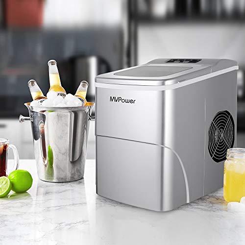 MVPower Máquina para Hacer Hielo,Silenciosa, Máquina de Hielo de 2 Medidas, Capacidad 12 kg, Ciclo de producción de 6-13 Minutos, 95 W depósito de Agua de 2 L, sin BPA o PFOA MVPower Máquina para Hacer Hielo,Silenciosa, Máquina de Hielo de 2 Medidas, Capacidad 12 kg, Ciclo de producción de 6-13 Minutos, 95 W depósito de Agua de 2 L, sin BPA o PFOA