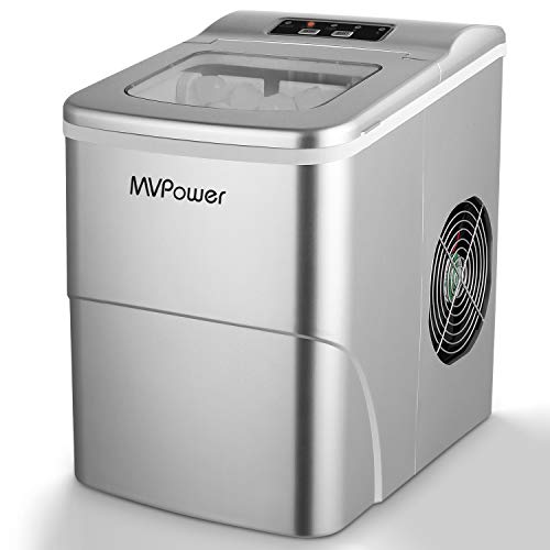 MVPower Máquina para Hacer Hielo,Silenciosa, Máquina de Hielo de 2 Medidas, Capacidad 12 kg, Ciclo de producción de 6-13 Minutos, 95 W depósito de Agua de 2 L, sin BPA o PFOA