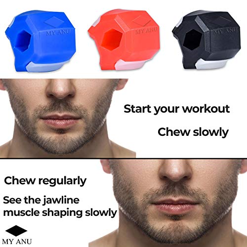 MY ANU - Entrenador de mandíbula para tonificar la musculatura de la cara, diferentes niveles de resistencia de color azul, rojo y negro (18, azul) MY ANU - Entrenador de mandíbula para tonificar la musculatura de la cara, diferentes niveles de resistencia de color azul, rojo y negro (18, azul)