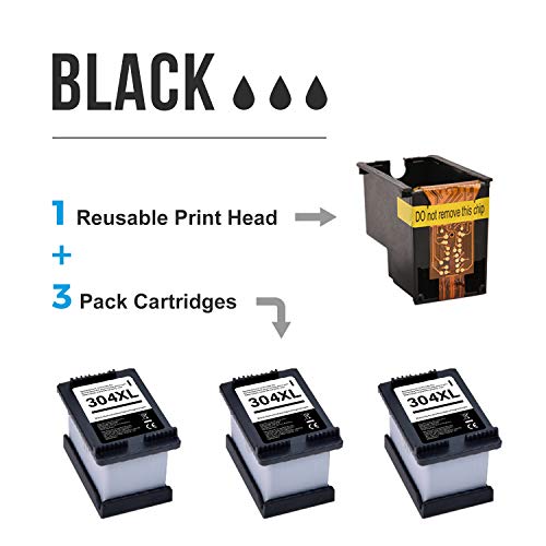 MyCartridge Compatible para Cartuchos de Impresora HP 304 XL 304XL para HP DeskJet 2620 2630 3720 3730 3735 Cartucho ecológico HP Envy 5020 5030 5032 (3 Negro)